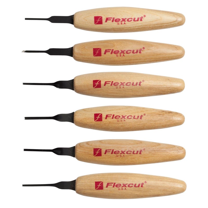 Flexcut Wood Carving Tools 1.5mm Mixed Profile Micro Tool Set of 6 MT910, 1095 High Carbon Steel Blades, Made in U.S.A. - Image 1